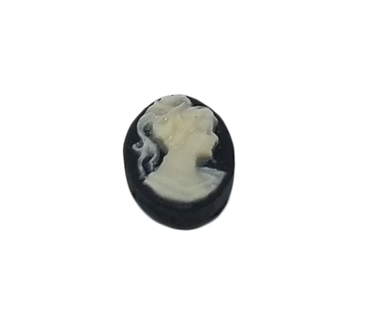 Tiny 6mm x 8mm Black Resin Victorian Lady Cameos, Pack of 10