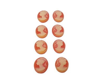 8mm x 10mm Resin Victorian Lady Cameos, Pack of 8