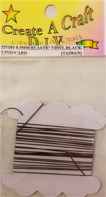 Create A Craft D.I.Y. 0.5 mm Black Elastic Vinyl Jewelry Cord 2.5 YD/Card