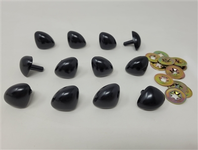 Zim's D-Type Triangle Plastic Nose, Black, 24mm (12 pcs)