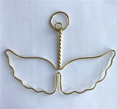 Large Gold Wire Angel Wings with Halo