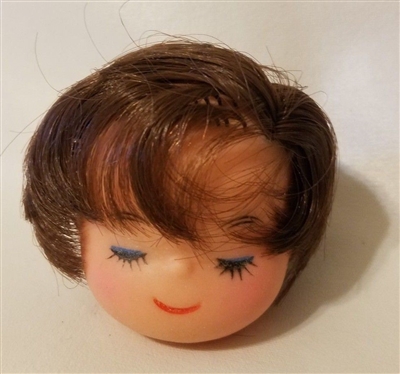 2-1/2" Brunette Boy Male Vinyl Doll Head with Closed Eyes