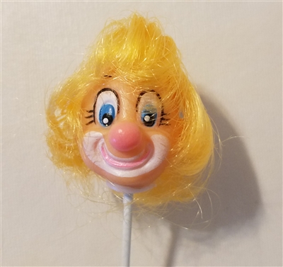1" Clown Vinyl Doll Head on Wire Pick Stem