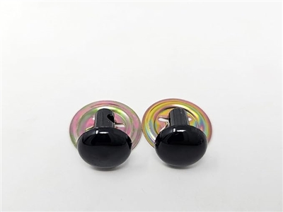 Zim's 15mm Round Black Flat Domed Plastic Safety Eyes, 10 pair