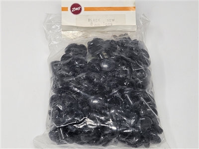 Zim's 21mm Round Black Flat Domed Plastic Safety Eyes, Bulk Pack of 72 pair