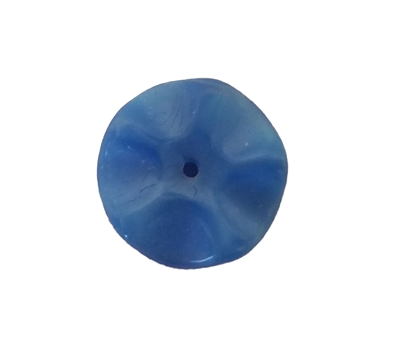 14mm Blue Wavy Disc Glass Beads, 8ct Bag