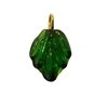 Emerald Green Pressed Leaf Glass Drop Charms, 4ct Bag