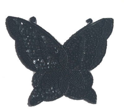 X-Large Butterfly Beaded Sequined Sew-On Applique