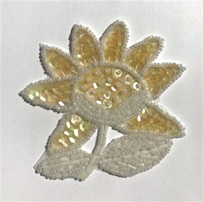 Sunflower Beaded Sequined Sew-On Applique