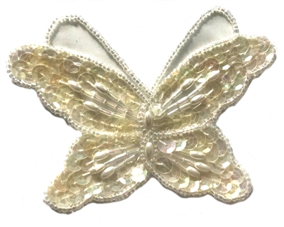 Large Butterfly Beaded Sequined Sew-On Applique