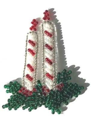 Christmas Candles Beaded Sew-On Applique