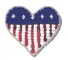 American USA Heart Beaded Sequined Sew-On Applique