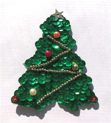 Medium Christmas Tree Beaded Sequined Sew-On Applique