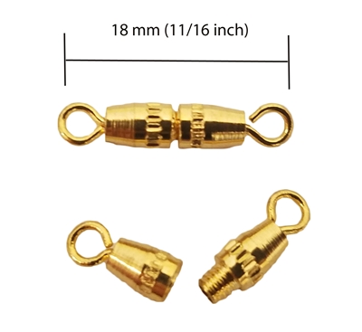 Gold Brass Plated Screw Barrel Jewelry Clasps, 8 ct