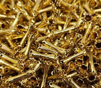 Gold Tone Metal Filigree Spacer Beads 14mm x 4mm Tube, 12 ct Bag