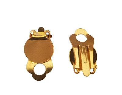 10mm Flat Pad Gold Brass Clip-On Earring Backs, 4 Pair