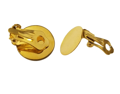 18mm Flat Pad Gold Brass Clip-On Earring Backs, 4 Pair