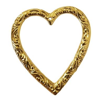 Hollow Heart Gold Tone Brass Plated Metal Charms