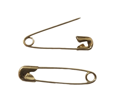 28mm Brass or Nickel Plated Steel Safety Pins, 12 ct