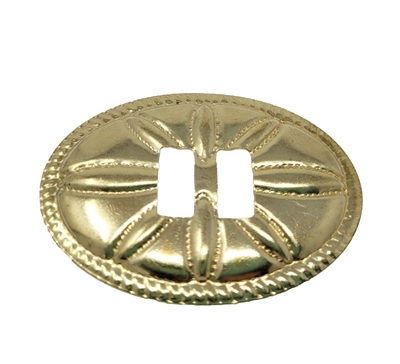 Oval with Flower Pattern Metal Western Concho Slide