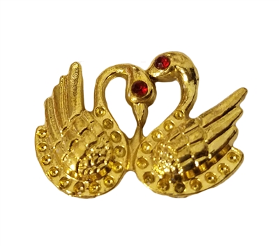 Swans with Ruby Gemstone Eyes Jewelry Pin Brooch
