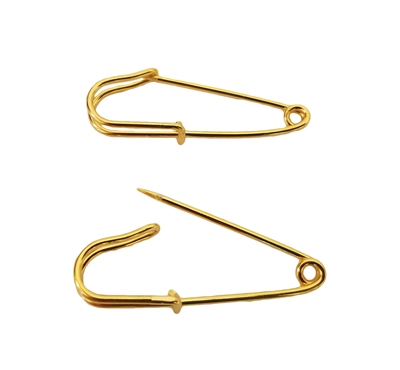 32mm Brass Badge Safety Pin Backs Kilt Pins, 8 ct