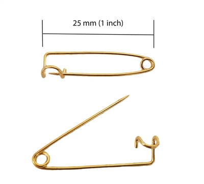 25mm Brass Badge Safety Pin Backs Kilt Pins, 12 ct