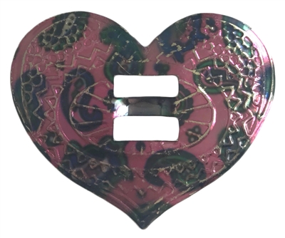 Pink Heart Shaped Metal Western Concho Slide