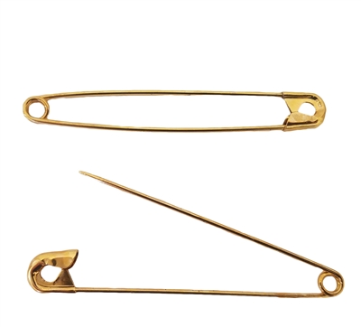 76mm (3 inch) Jumbo Brass or Nickel Plated Steel Safety Pins, 6 ct