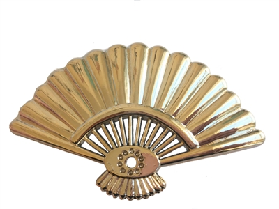 Oriental Fan Gold-Tone Plastic Craft Accent