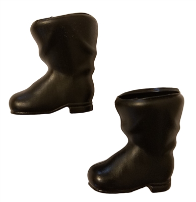 Pair of 2" Black Plastic Santa Claus Doll Boots