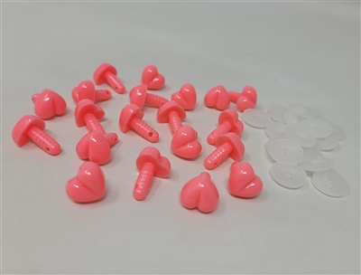 Zim's Heart Shaped Plastic Nose, Pink, 13mm (20 pcs)