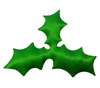 Green Holly Leaf Puffins Padded Satin Applique (10 pieces)