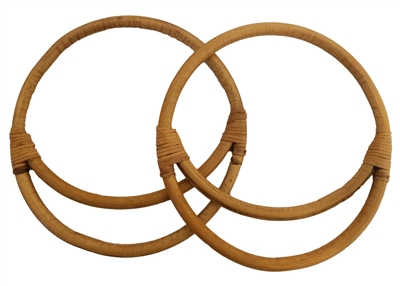 7" Pair of Double Round Natural Rattan Purse Handles