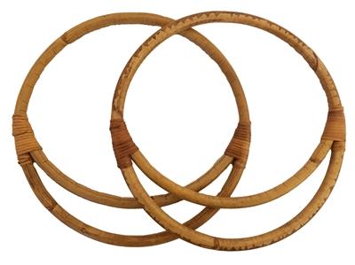 9" Pair of Double Round Natural Rattan Purse Handles