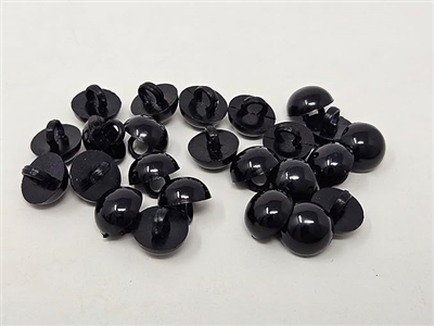 Zim's 10mm Round Black Domed Plastic Sew-On Safety Eyes (12 pair)