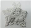 2-1/2" Alabaster Resin Cherub Angel with Star Christmas Plaque