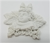 2-1/2" Alabaster Resin Cherub Angel with Holly Christmas Plaque