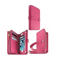 iLuv AI5JSTRPN Jstyle Runway full grain leather wallet case for iPhone 5/5S/SE