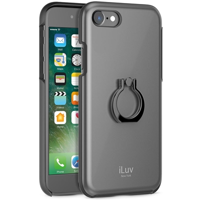 iLuv AI7PMETFRBK iPhone 8 Plus/7 Plus Protective Case with 360 Degreen Finger Ring