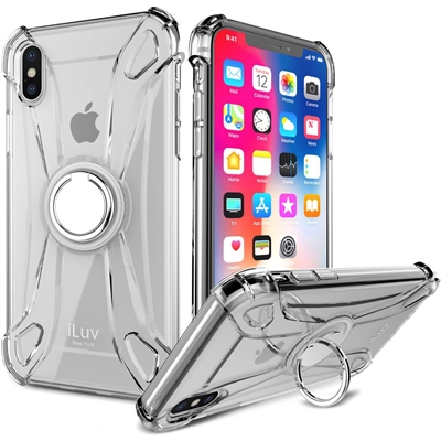 iLuv AIXLCRING Anti-shock Flexible Clear Case W/Crystal Ring for iPhone XR