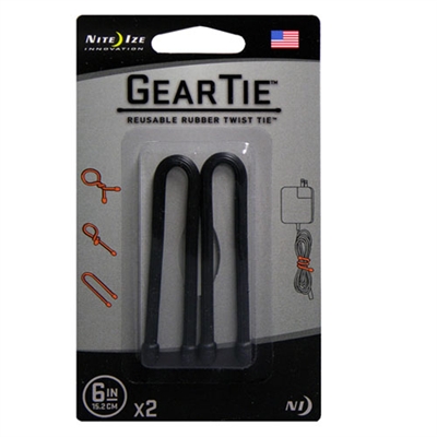 Nite-Ize GT6-2PK-01 Gear Tie 6"- Black 2-pk