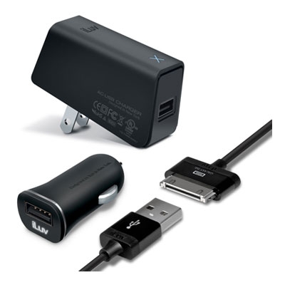 iLuv IAD578BLK MobiSeal Deluxe Combo, USB Charging Kit for GALAXY Tab