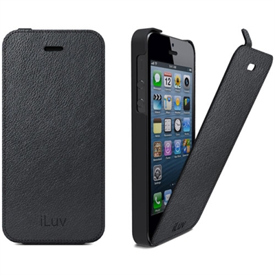 iLuv ICA7J332BLK Envelop Premium Synthetic Leather Flip Case for iPhone 5/5S/SE