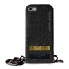 Puro Glam for iPhone 6 Silver Chain Ecoleather Black Cover 2 Card Slots