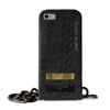 Puro Glam for iPhone 6 Plus Silver Chain Ecoleather Black Cover 2 Card Slots