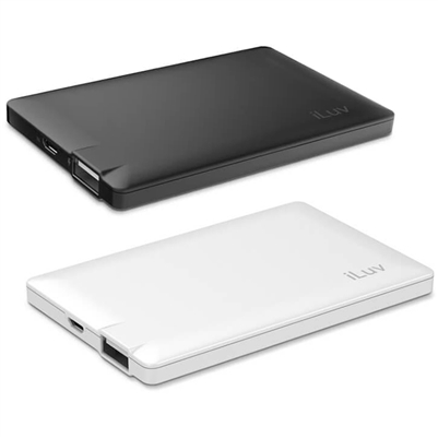 iLuv myPower25 2,500 mAh Slim Portable Battery Pack, Black or White