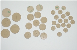 9474-disks - Circles/disks and other basic shapes laser-cut from 3M 9474LE 300LSE double-sided adhesive sheet [Options:1.0" dia, 400 disks ]