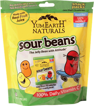 YumEarth Sour Beans Bag of 10 Snack Packs