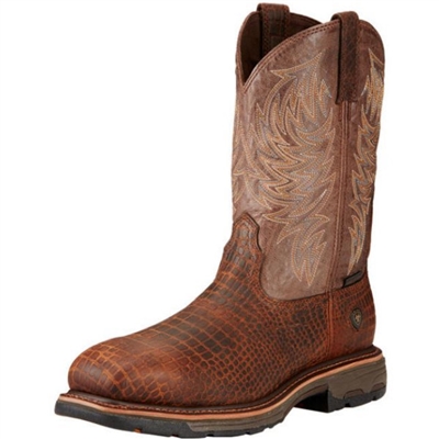 Ariat 10017416 Brown Croco Print WorkHog Composite Toe Boot